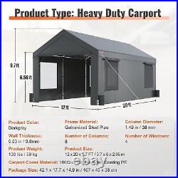 VEVOR Carport 12'x20' Heavy Duty Portable Garage Upgraded Extra Large Car Canopy