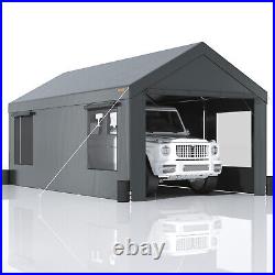 VEVOR Carport Canopy Car Canopy 10 x 20ft 8 Leg Sidewalls & Window Darkgray Tool