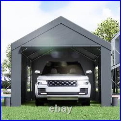 VEVOR Carport Canopy Car Canopy 10 x 20ft 8 Leg Sidewalls & Window Darkgray Tool