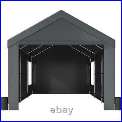 VEVOR Carport Canopy Car Canopy 10 x 20ft 8 Leg Sidewalls & Window Darkgray Tool