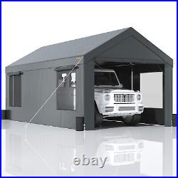 VEVOR Carport Canopy Car Canopy 10 x 20ft 8 Legs Sidewalls & Windows Darkgray