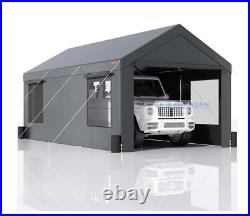 VEVOR Carport Canopy Car Canopy 10 x 20ft 8 Legs Sidewalls & Windows Darkgray