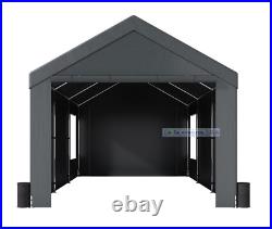 VEVOR Carport Canopy Car Canopy 10 x 20ft 8 Legs Sidewalls & Windows Darkgray