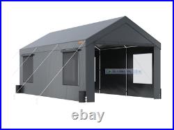 VEVOR Carport Canopy Car Canopy 10 x 20ft 8 Legs Sidewalls & Windows Darkgray