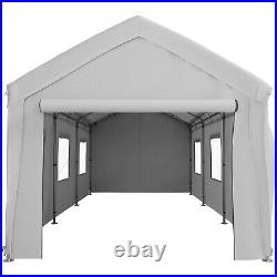 VEVOR Carport Canopy Car Canopy 10 x 20ft with 8 Legs Sidewalls Windows Gray