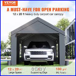 VEVOR Carport Car Canopy Garage Tent 12x20ft & 8 Legs Sidewalls Windows