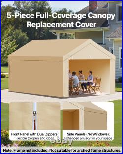 VEVOR Carport Replacement Canopy, 10 x 20 ft Potable Garage Tent Top Tarp with S