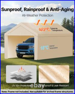 VEVOR Carport Replacement Canopy, 10 x 20 ft Potable Garage Tent Top Tarp with S