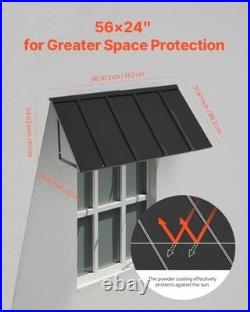 VEVOR Metal Awning 56x24 Window Door Canopy Steel Frame Rain Snow Sun Shield