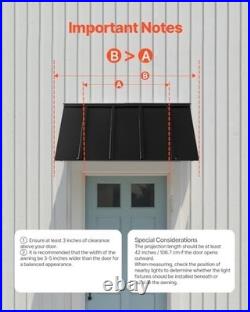 VEVOR Metal Awning 56x24 Window Door Canopy Steel Frame Rain Snow Sun Shield