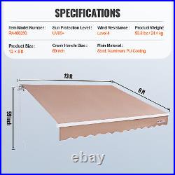 VEVOR Patio Awning Retractable 13'x8' Awning Sunshade Shelter with Crank Handle