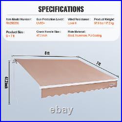 VEVOR Patio Awning Retractable 8' x 7' Awning Sunshade Shelter with Crank Handle