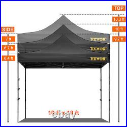 VEVOR Pop Up Canopy 10' x 10' Gazebo Tent withClear Tarp Sidewalls Black for Party