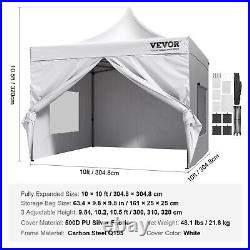 VEVOR Pop Up Canopy Tent Outdoor Gazebo Tent 10x10FT with Sidewalls & Bag White