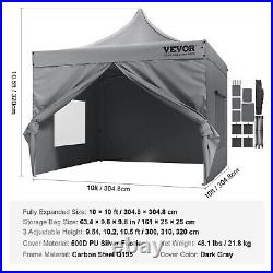 VEVOR Pop Up Canopy Tent Outdoor Gazebo Tent 10x10FT with Sidewalls Dark Gray