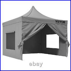 VEVOR Pop Up Canopy Tent Outdoor Gazebo Tent 10x10FT with Sidewalls Dark Gray