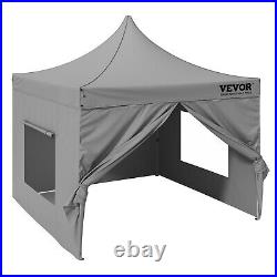 VEVOR Pop Up Canopy Tent Outdoor Gazebo Tent 10x10FT with Sidewalls Dark Gray