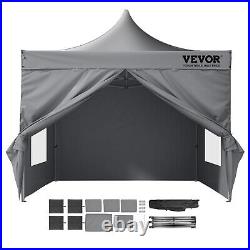 VEVOR Pop Up Canopy Tent Outdoor Gazebo Tent 10x10FT with Sidewalls Dark Gray