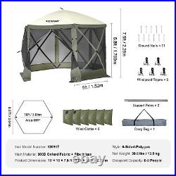 VEVOR Pop Up Gazebo Tent 1010 Patio Camping Canopy 6 Sided Sun Shelter Green