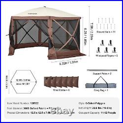 VEVOR Pop Up Gazebo Tent 12.512.5 Patio Camping Canopy 6 Sided Sun Shelter