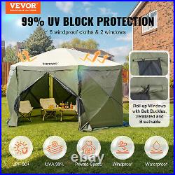 VEVOR Pop Up Gazebo Tent 6 Sided Camping Canopy Sun Shelter Shade Green 1212