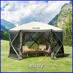 VEVOR Pop Up Gazebo Tent 6 Sided Camping Canopy Sun Shelter Shade Green 1212