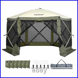 VEVOR Pop Up Gazebo Tent 6 Sided Camping Canopy Sun Shelter Shade Green 1212