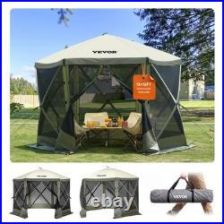 VEVOR Pop Up Gazebo Tent Pop-Up Screen Tent 6 Sided Canopy Sun Shelter Green
