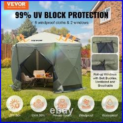 VEVOR Pop Up Gazebo Tent Pop-Up Screen Tent 6 Sided Canopy Sun Shelter Green