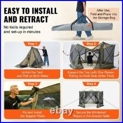 VEVOR Pop Up Gazebo Tent Pop-Up Screen Tent 6 Sided Canopy Sun Shelter Green