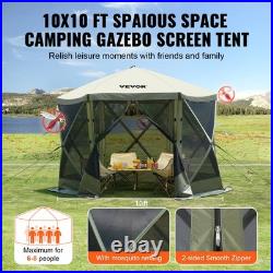 VEVOR Pop Up Gazebo Tent Pop-Up Screen Tent 6 Sided Canopy Sun Shelter Green