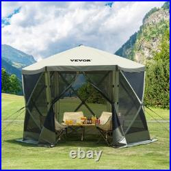 VEVOR Pop Up Gazebo Tent Pop-Up Screen Tent 6 Sided Canopy Sun Shelter Green