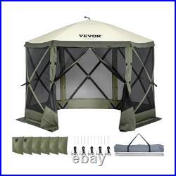 VEVOR Pop Up Gazebo Tent Pop-Up Screen Tent 6 Sided Canopy Sun Shelter Green
