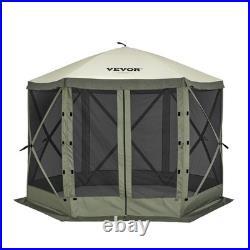 VEVOR Pop Up Gazebo Tent Pop-Up Screen Tent 6 Sided Canopy Sun Shelter Green