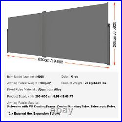 VEVOR Retractable Side Awning 79''x 236'' Patio Screen Fence Divider Fencing