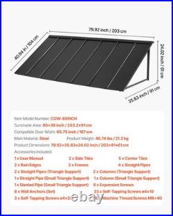 VEVOR Window Awning Door Canopy 80x36 in Outdoor Front Door Awnings Anti-Rust