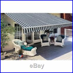 VidaXL Folding Awning 10'x8' Navy Blue&White Outdoor Sunshade Garden Canopy