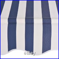 VidaXL Manual Retractable Awning 118 Blue and White Stripes Shade Sun Shelter