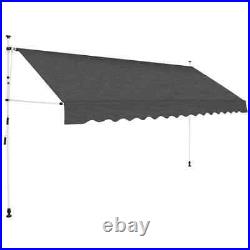 VidaXL Manual Retractable Awning 157.5 Anthracite Stripes Outdoor Awnings