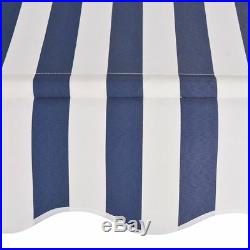 VidaXL Manual Retractable Awning 98.4 Blue and White Stripe Shade Sun Shelter