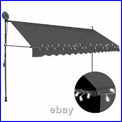 VidaXL Manual Retractable Awning with LED 137.8 Anthracite AP