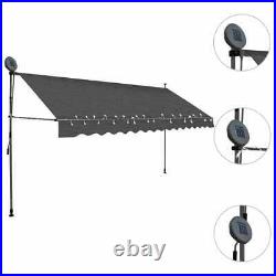 VidaXL Manual Retractable Awning with LED 137.8 Anthracite AP