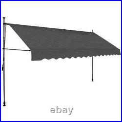 VidaXL Manual Retractable Awning with LED 137.8 Anthracite US