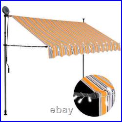 VidaXL Manual Retractable Awning with LED 98.4 Yellow and Blue NEW