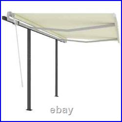 VidaXL Manual Retractable Awning with Posts 118.1x98.4 Cream