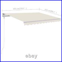 VidaXL Manual Retractable Awning with Posts 118.1x98.4 Cream