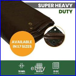 WHITEDUCK Heavy Duty 16 Mil Poly Tarp Cover, 8 Oz UV and Rip Resistant Tarpaulin