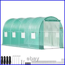 Walk-in Tunnel Galvanized Frame & Waterproof Cover Greenhouses & Cold Frames