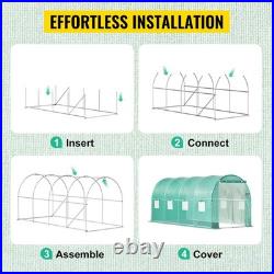 Walk-in Tunnel Galvanized Frame & Waterproof Cover Greenhouses & Cold Frames