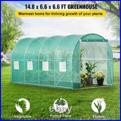 Walk-in Tunnel Greenhouse Galvanized Frame Waterproof Cover 15x7x7ft Cold Frames